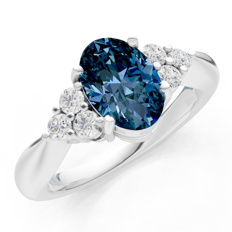 Alexandrite Antique Inspired Design Oval Cut Engagement Ring