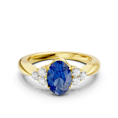Blue Sapphire Antique Inspired Design Oval Cut Engagement Ring