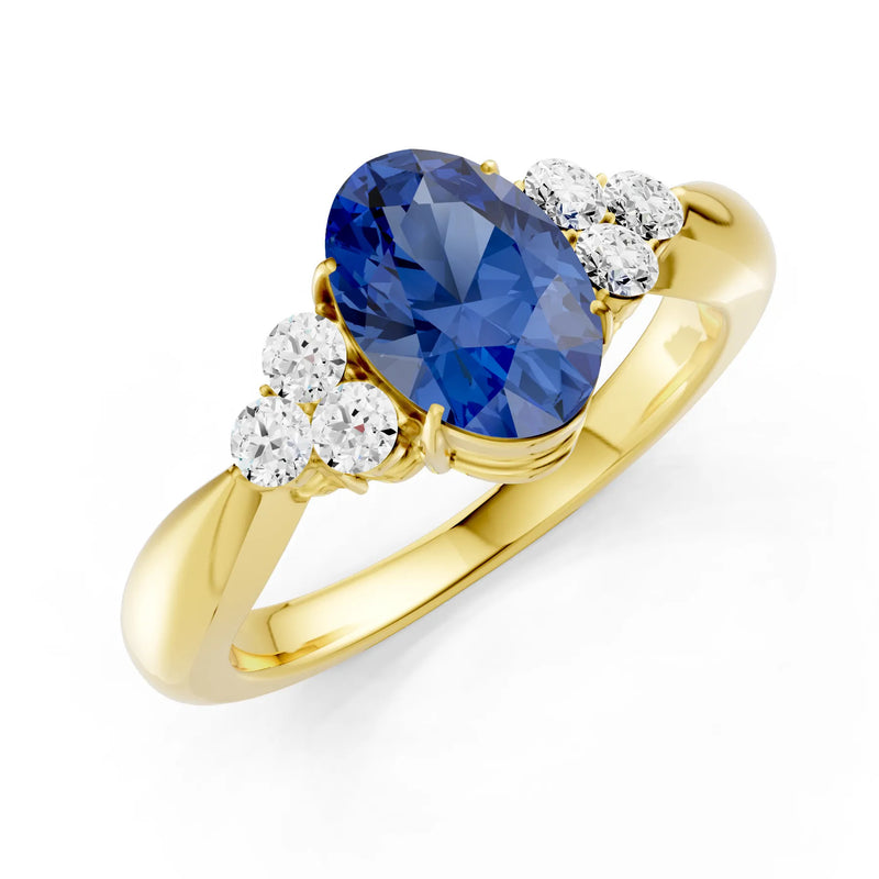 Blue Sapphire Antique Inspired Design Oval Cut Engagement Ring