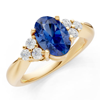 Blue Sapphire Antique Inspired Design Oval Cut Engagement Ring