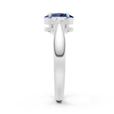 Blue Sapphire Antique Inspired Design Oval Cut Engagement Ring