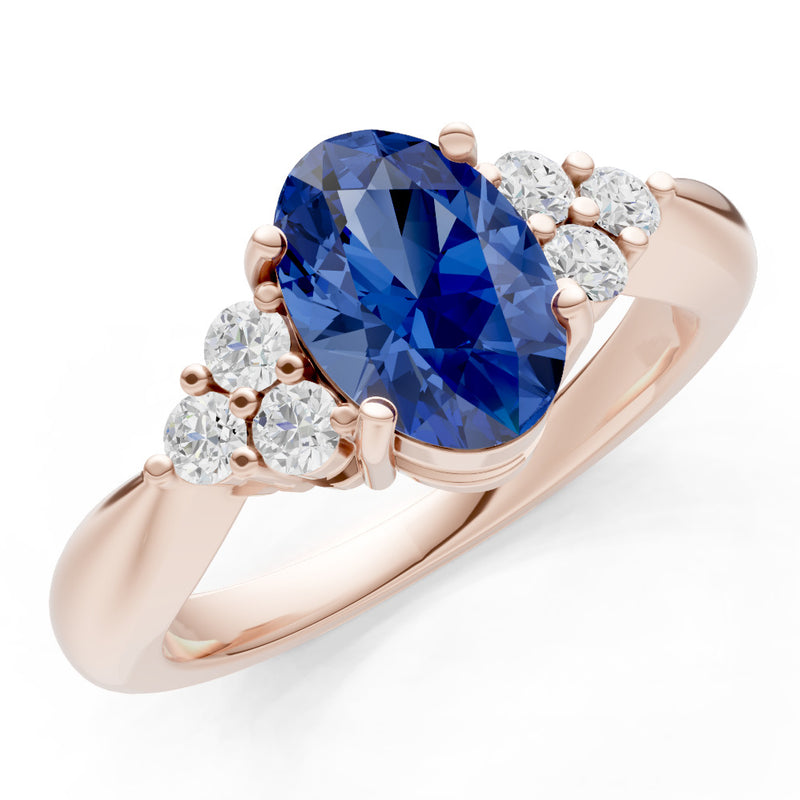 Blue Sapphire Antique Inspired Design Oval Cut Engagement Ring