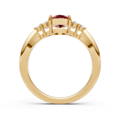 Garnet Antique Inspired Design Oval Cut Engagement Ring