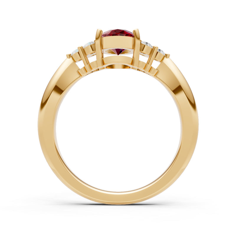 Garnet Antique Inspired Design Oval Cut Engagement Ring
