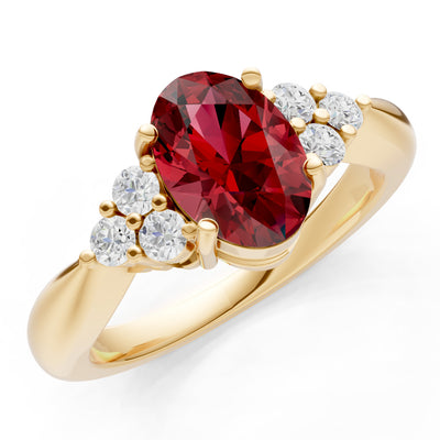 Garnet Antique Inspired Design Oval Cut Engagement Ring