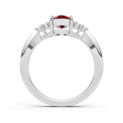 Garnet Antique Inspired Design Oval Cut Engagement Ring