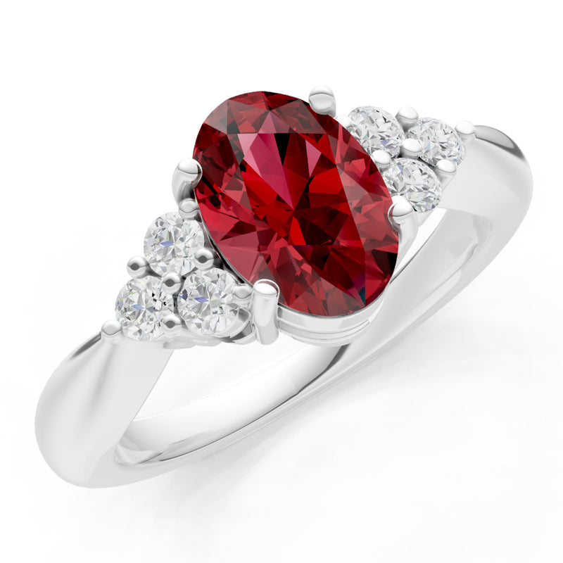 Garnet Antique Inspired Design Oval Cut Engagement Ring
