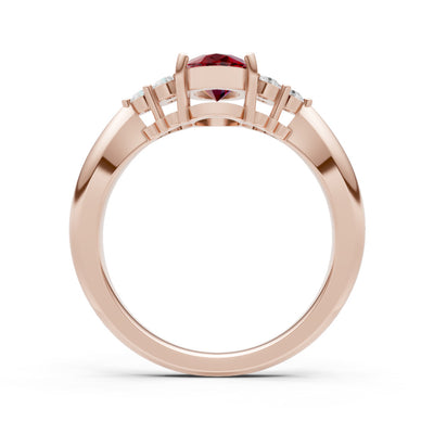 Garnet Antique Inspired Design Oval Cut Engagement Ring