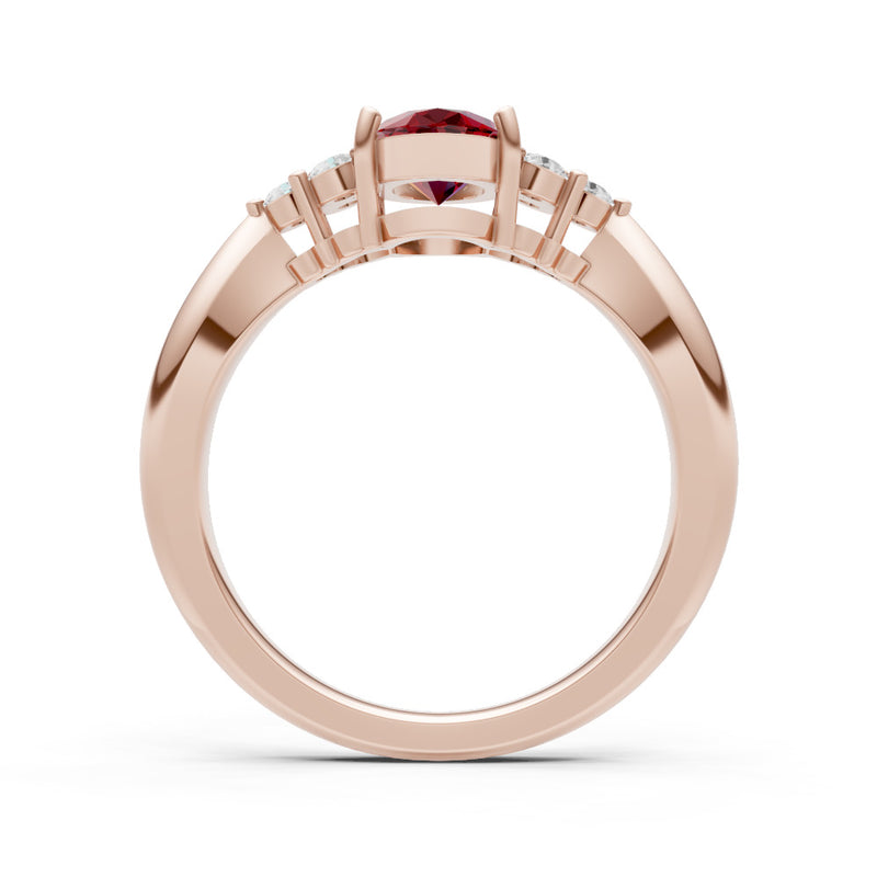 Garnet Antique Inspired Design Oval Cut Engagement Ring