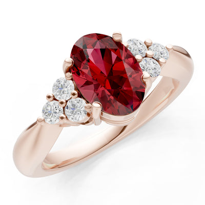Garnet Antique Inspired Design Oval Cut Engagement Ring