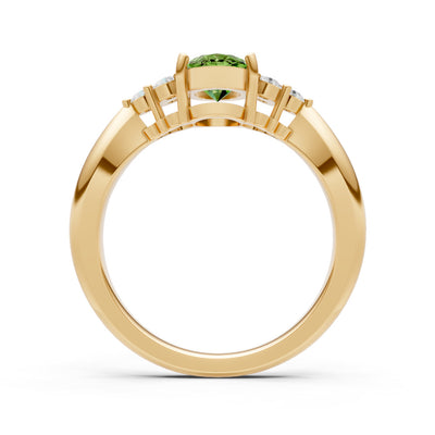 Peridot Antique Inspired Design Oval Cut Engagement Ring