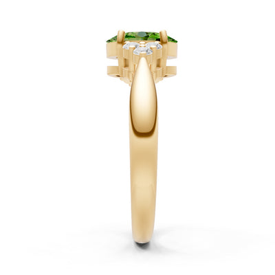 Peridot Antique Inspired Design Oval Cut Engagement Ring