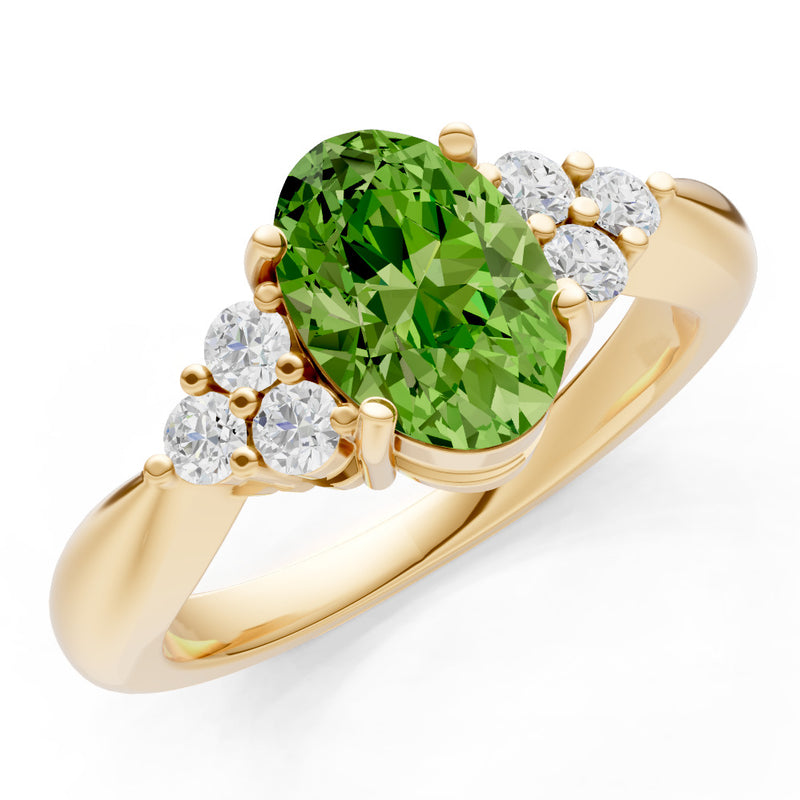 Peridot Antique Inspired Design Oval Cut Engagement Ring