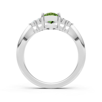 Peridot Antique Inspired Design Oval Cut Engagement Ring