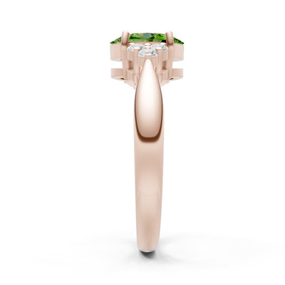 Peridot Antique Inspired Design Oval Cut Engagement Ring