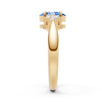 Swiss Blue Topaz Antique Inspired Design Oval Cut Engagement Ring