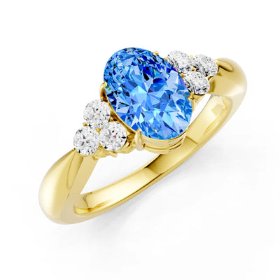 Swiss Blue Topaz Antique Inspired Design Oval Cut Engagement Ring