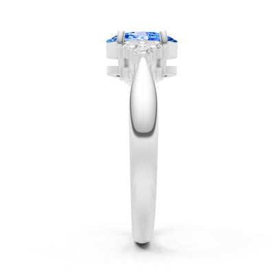 Swiss Blue Topaz Antique Inspired Design Oval Cut Engagement Ring
