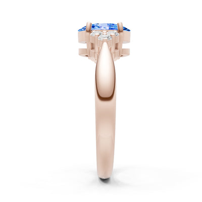 Swiss Blue Topaz Antique Inspired Design Oval Cut Engagement Ring