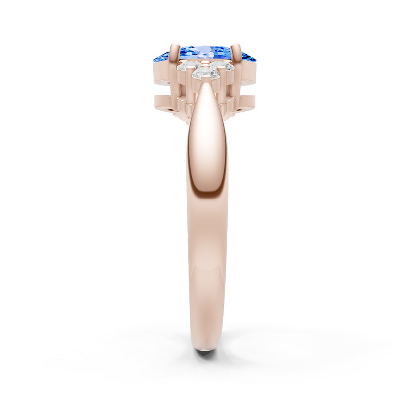 Swiss Blue Topaz Antique Inspired Design Oval Cut Engagement Ring