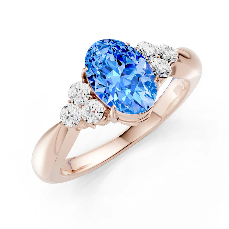 Swiss Blue Topaz Antique Inspired Design Oval Cut Engagement Ring