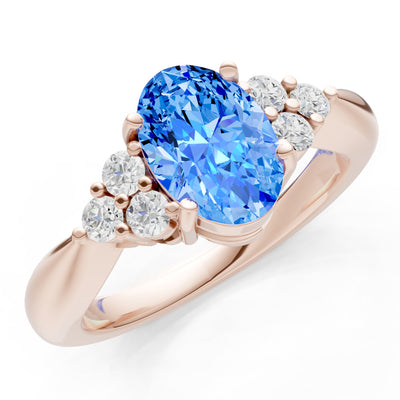 Swiss Blue Topaz Antique Inspired Design Oval Cut Engagement Ring