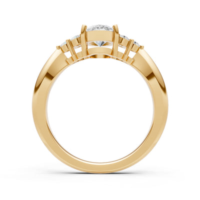 Diamond Antique Inspired Design Oval Cut Engagement Ring