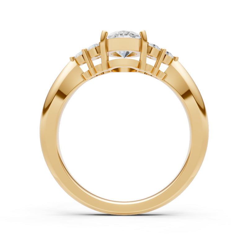 Diamond Antique Inspired Design Oval Cut Engagement Ring