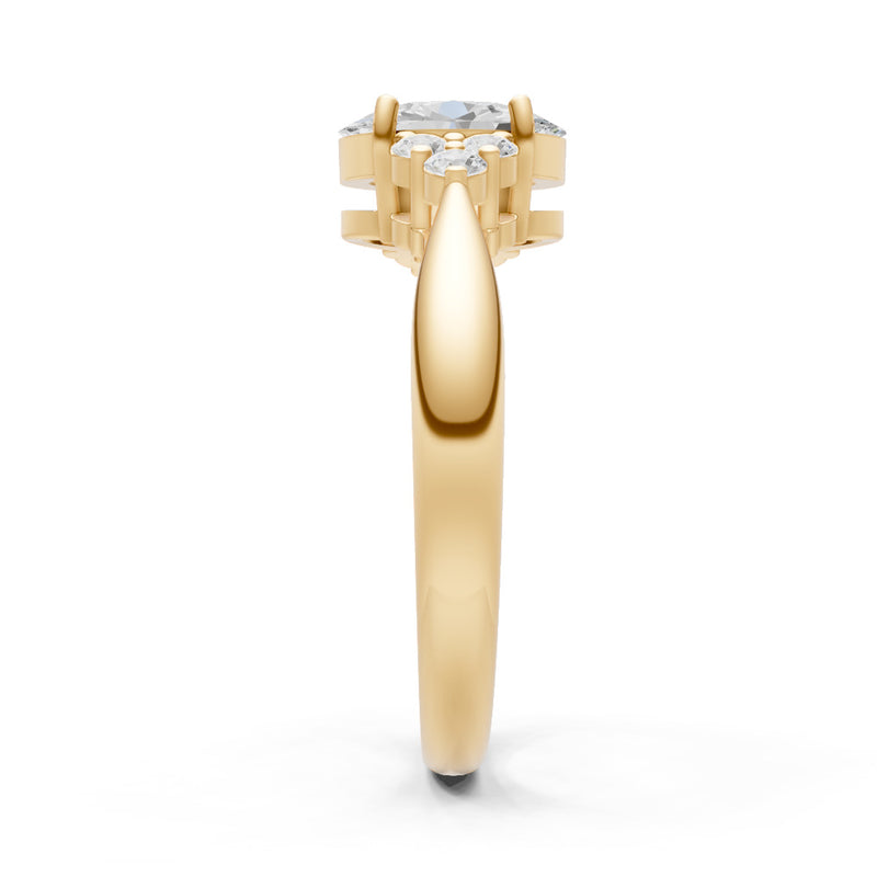 Diamond Antique Inspired Design Oval Cut Engagement Ring