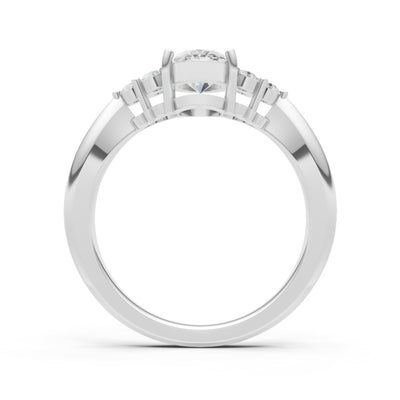Diamond Antique Inspired Design Oval Cut Engagement Ring