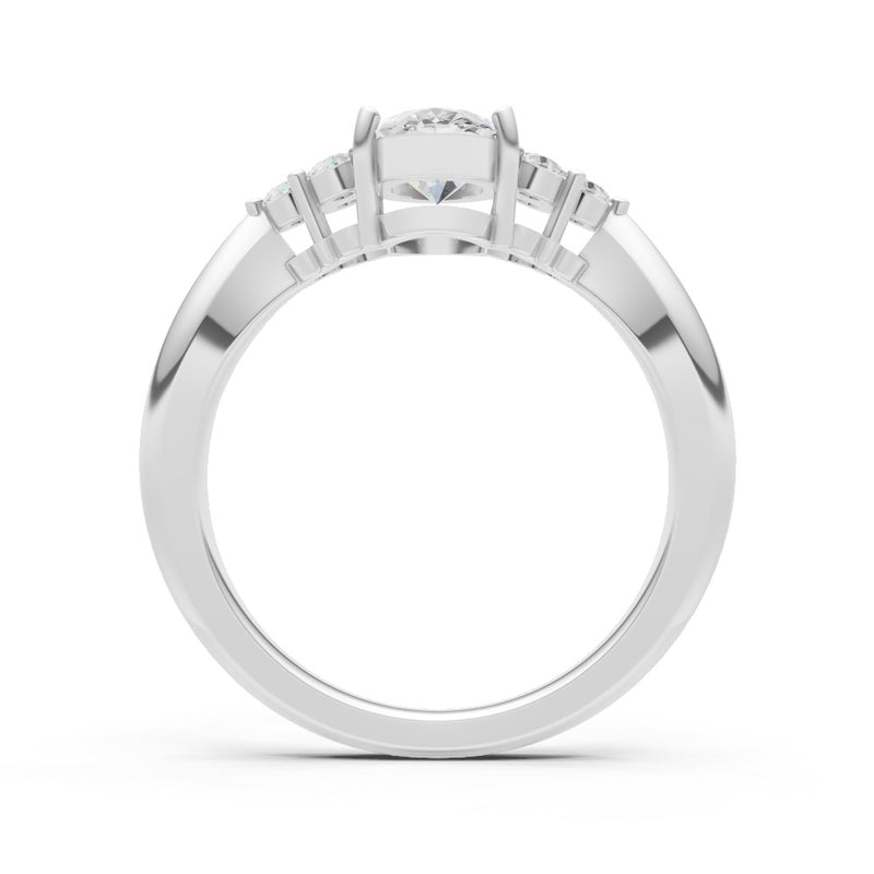 Diamond Antique Inspired Design Oval Cut Engagement Ring