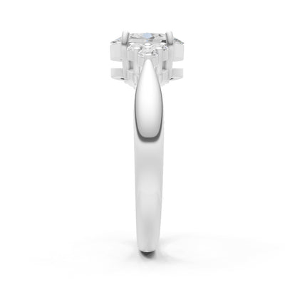 Diamond Antique Inspired Design Oval Cut Engagement Ring