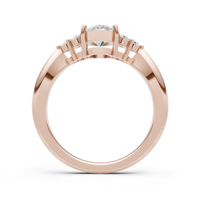 Diamond Antique Inspired Design Oval Cut Engagement Ring