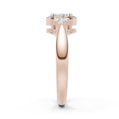 Diamond Antique Inspired Design Oval Cut Engagement Ring