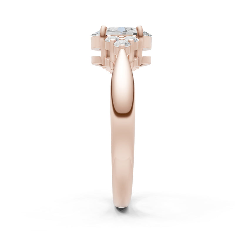 Diamond Antique Inspired Design Oval Cut Engagement Ring