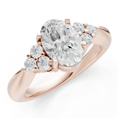Diamond Antique Inspired Design Oval Cut Engagement Ring