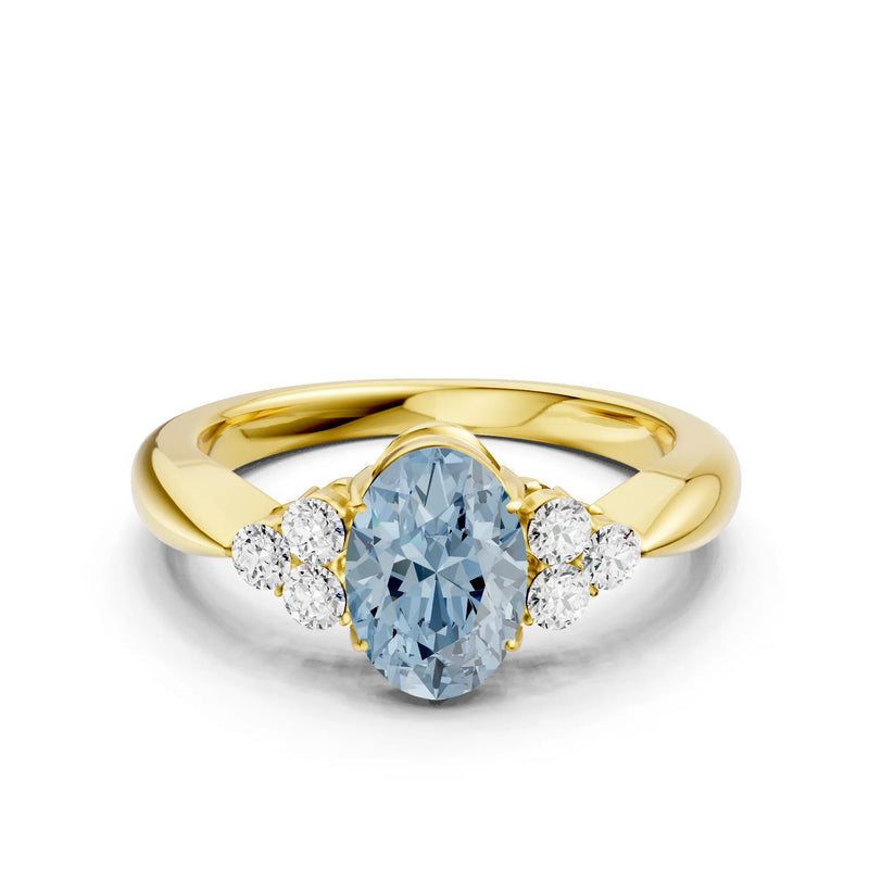 Aquamarine Antique Inspired Design Oval Cut Engagement Ring