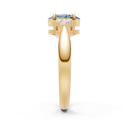 Aquamarine Antique Inspired Design Oval Cut Engagement Ring