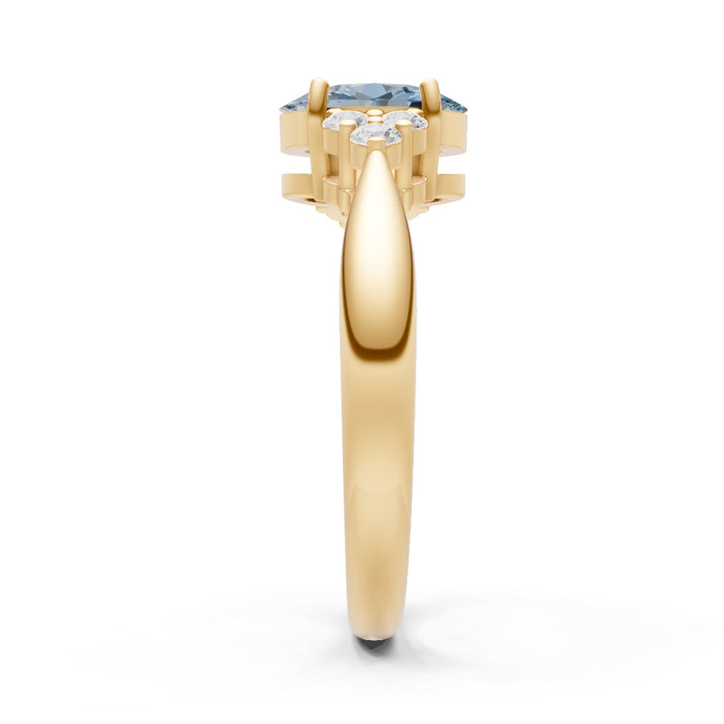 Aquamarine Antique Inspired Design Oval Cut Engagement Ring