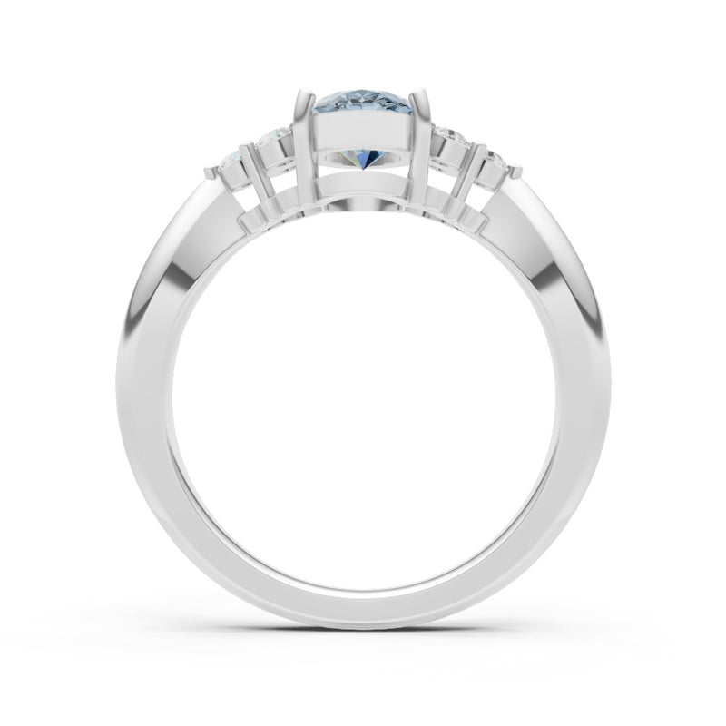 Aquamarine Antique Inspired Design Oval Cut Engagement Ring