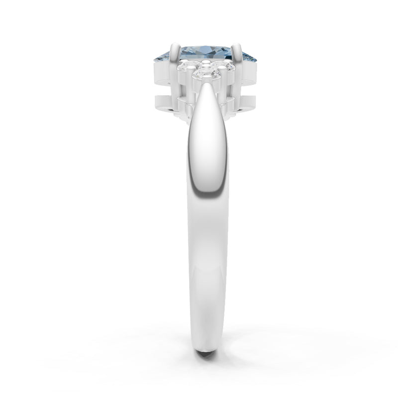 Aquamarine Antique Inspired Design Oval Cut Engagement Ring