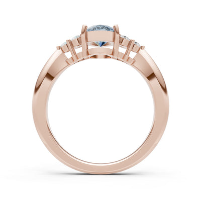 Aquamarine Antique Inspired Design Oval Cut Engagement Ring