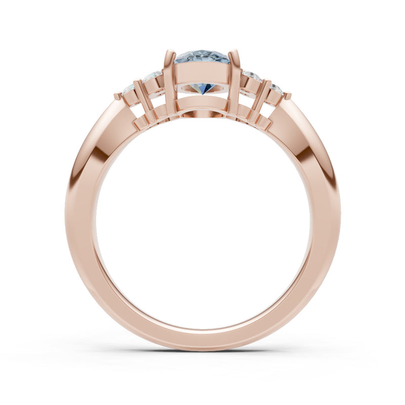 Aquamarine Antique Inspired Design Oval Cut Engagement Ring