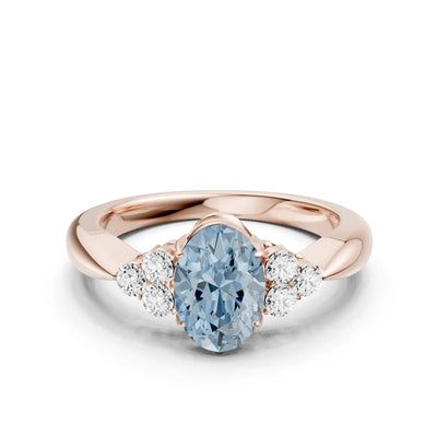 Aquamarine Antique Inspired Design Oval Cut Engagement Ring