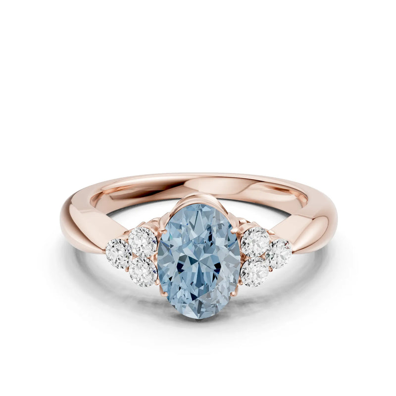 Aquamarine Antique Inspired Design Oval Cut Engagement Ring