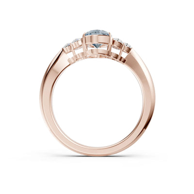 Aquamarine Antique Inspired Design Oval Cut Engagement Ring