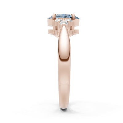 Aquamarine Antique Inspired Design Oval Cut Engagement Ring