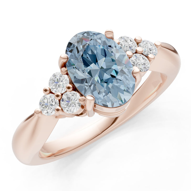 Aquamarine Antique Inspired Design Oval Cut Engagement Ring