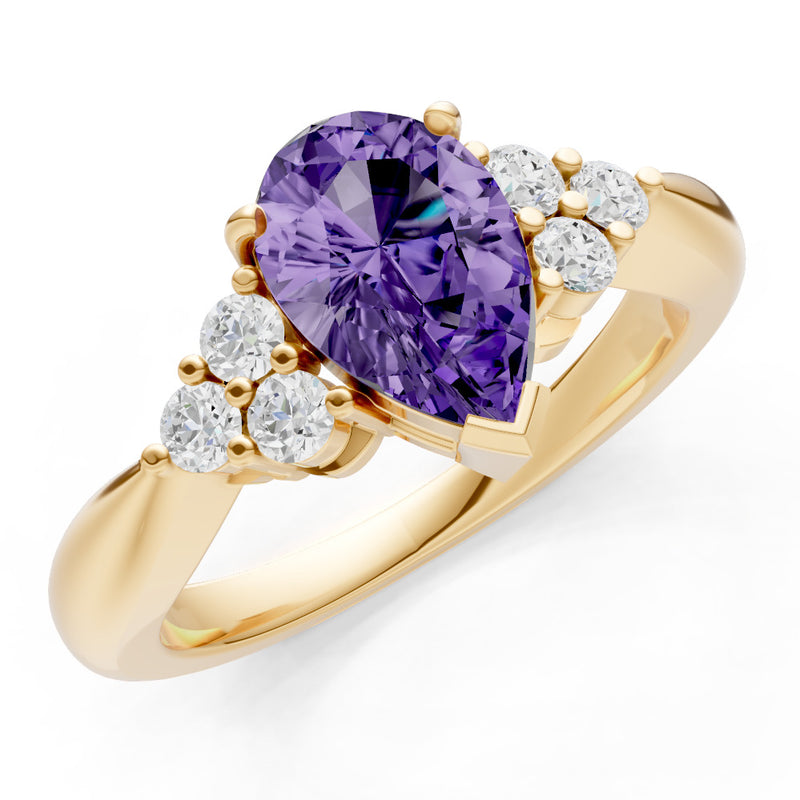Antique Inspired Design Engagement Pear Gemstone Ring