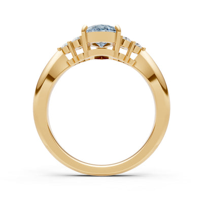 Aquamarine Antique Inspired Design Pear Cut Engagement Ring